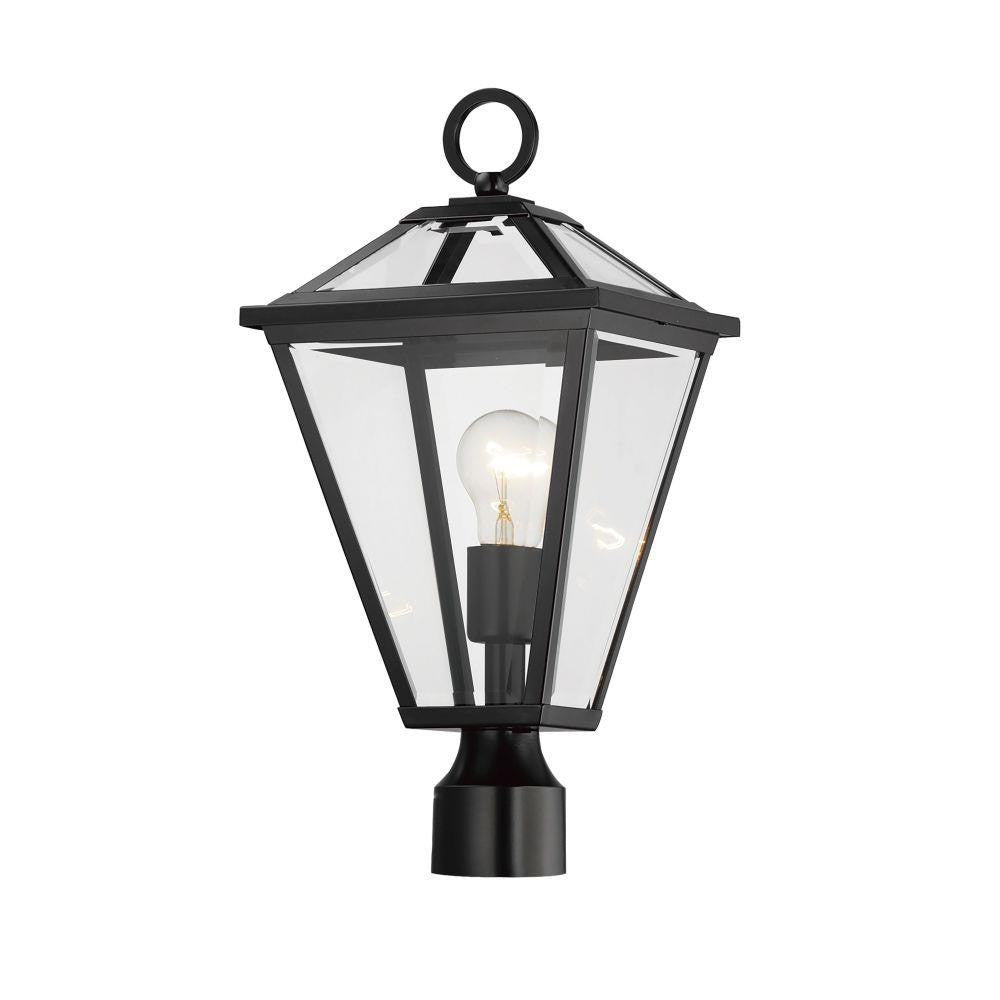 Maxim Lighting 30568CLBK Prism 1 Light Black Outdoor Post Lantern with Clear Glass Panels on White Background