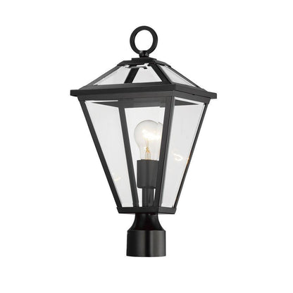 Maxim Lighting 30568CLBK Prism 1 Light Black Outdoor Post Lantern with Clear Glass Panels on White Background