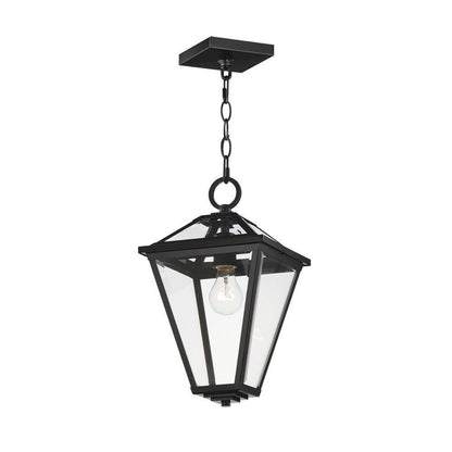 Maxim Lighting 30569CLBK Prism 1 Light Black Outdoor Pendant with clear glass panels on white background