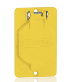 Leviton 3058-Y 1.56" Diameter Single Receptacle Coverplate w/ Weather-resistant Flip Lid, Yellow Finish