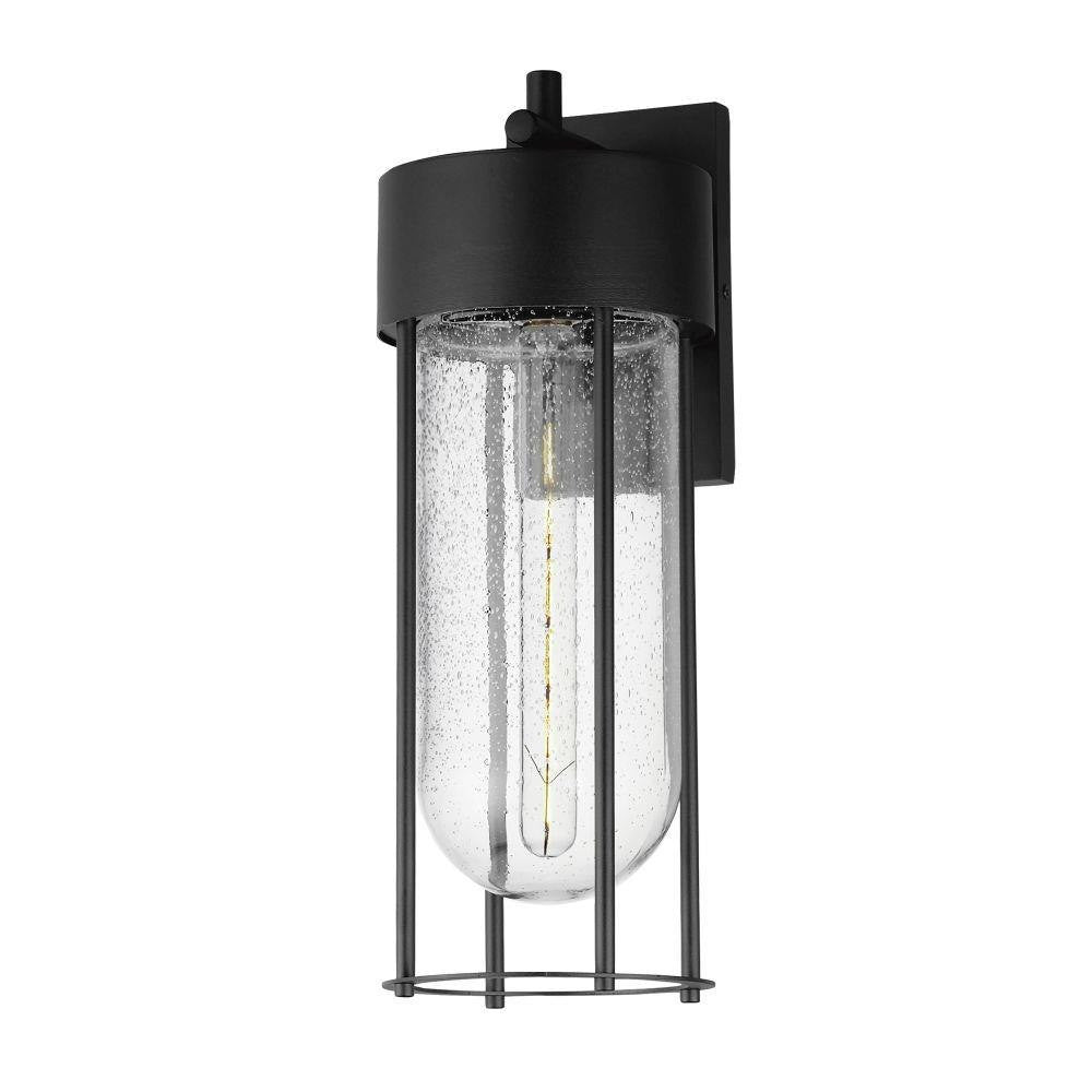 Maxim Lighting 30584CDBK Millennial 1 Light Outdoor Wall Lantern in Black Powder Coat with Seeded Clear Glass - White Background