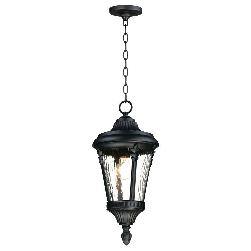 Maxim Lighting 3058WGBK Sentry 1 Light Black Outdoor Hanging Lantern with Water Glass on white background