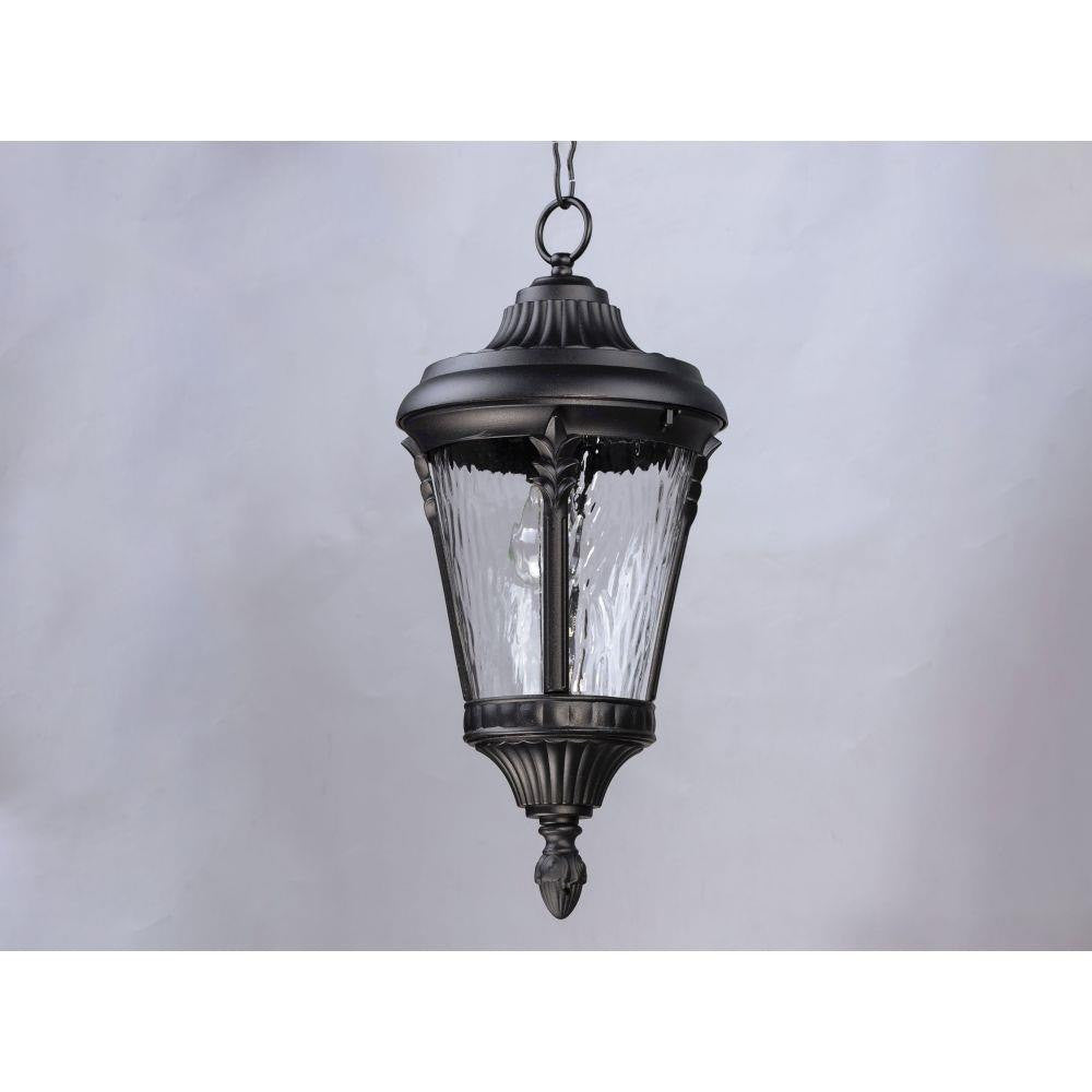 Maxim Lighting 3058WGBK Sentry 1 Light Black Outdoor Hanging Lantern on grey background