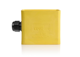 Leviton 3059-1Y Portable Outlet Box, Single-Gang, Standard Depth, Pendant Style, Cable Diameter, 0.230", 0.546", Yellow Finish