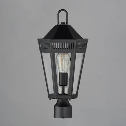 Maxim Lighting 30590CLBK Oxford 1 Light Black Outdoor Post Light side view on gray background