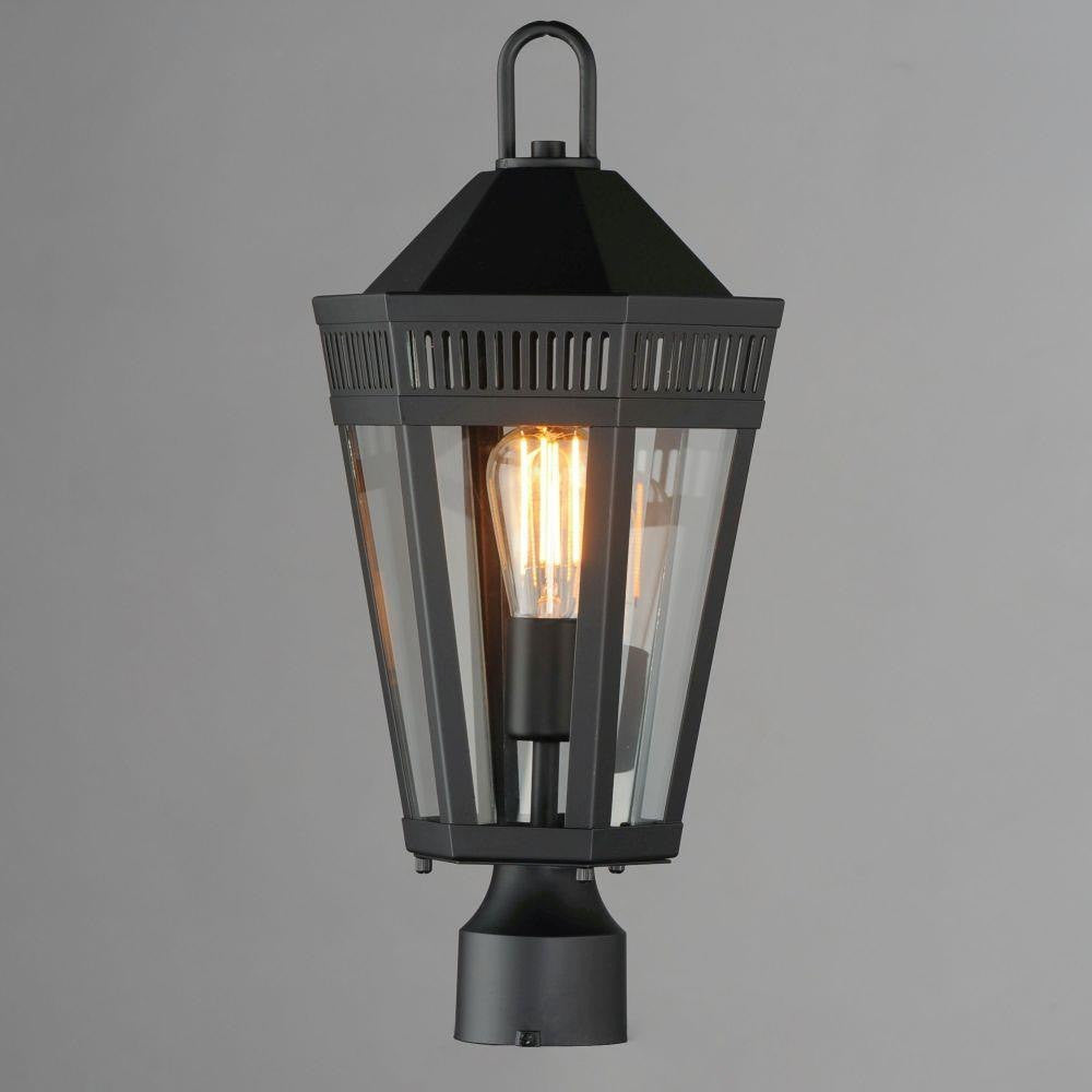 Maxim Lighting 30590CLBK Oxford 1 Light Black Outdoor Post Light illuminated on gray background