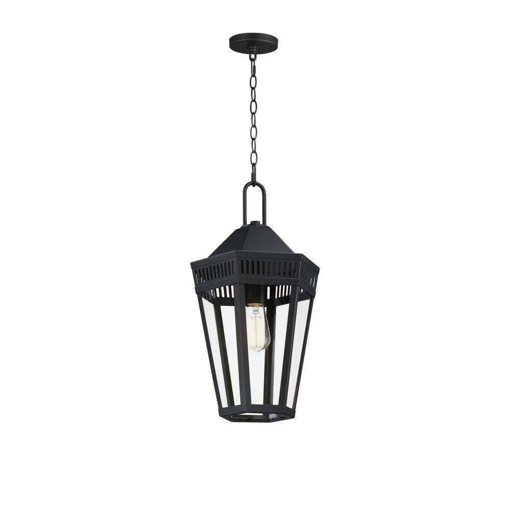 Maxim Lighting 30596CLBK Oxford 1 Light Black Outdoor Pendant Ceiling Light - Full Chain View on White