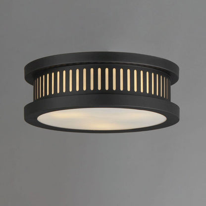 Maxim Lighting 30599WTBK Oxford 3 Light 12 Inch Matte Black Outdoor Flush Mount - Lit Angle View