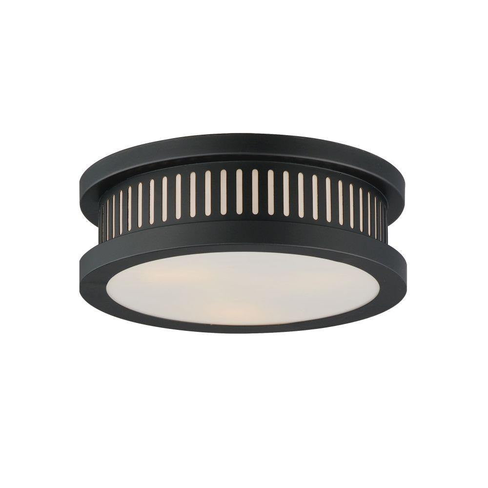 Maxim Lighting 30599WTBK Oxford 3 Light 12 Inch Matte Black Outdoor Flush Mount - White Background