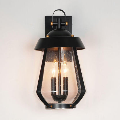 Maxim Lighting 30624CDBKAB Mariner 2 Light Black with Antique Brass Outdoor Wall Lantern - Illuminated Front View