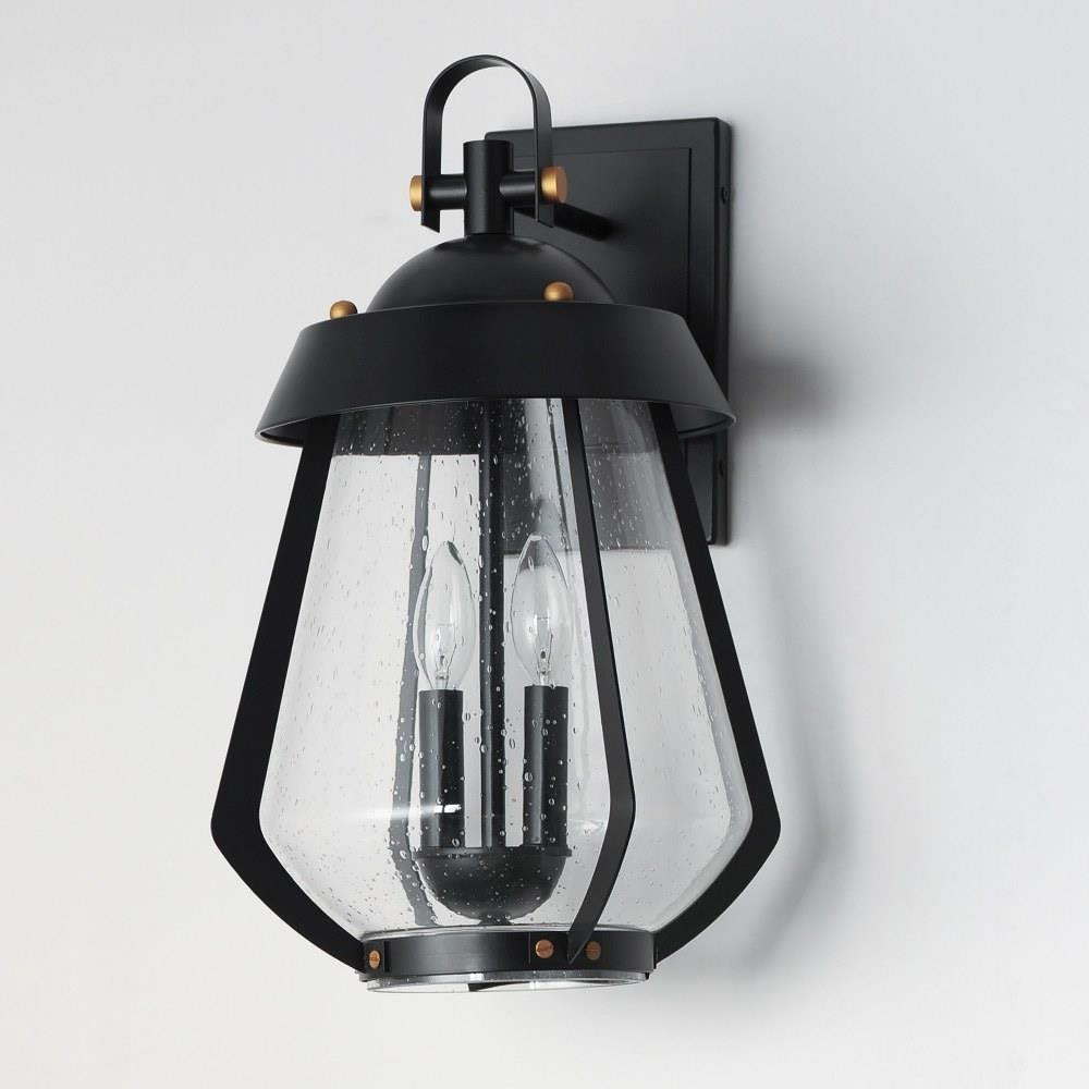 Maxim Lighting 30624CDBKAB Mariner 2 Light Black with Antique Brass Outdoor Wall Lantern - Angle View