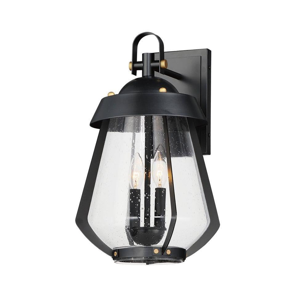 Maxim Lighting 30624CDBKAB Mariner 2 Light Black with Antique Brass Outdoor Wall Lantern - White Background