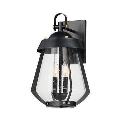 Maxim Lighting 30624CDBKAB Mariner 2 Light Black with Antique Brass Outdoor Wall Lantern - White Background