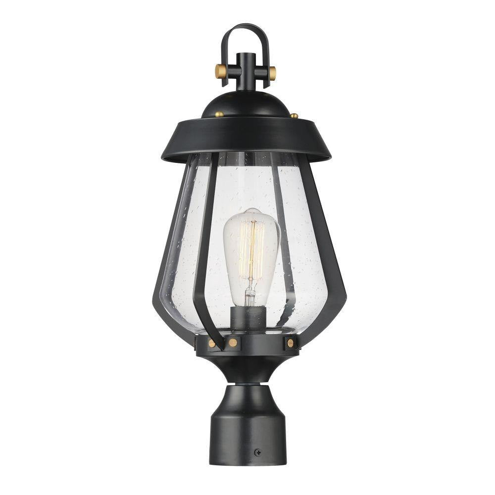 Maxim Lighting 30629CDBKAB Mariner 1 Light Outdoor Post Mount in Black with Antique Brass