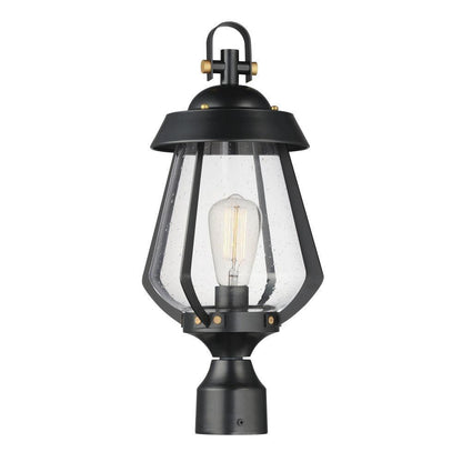 Maxim Lighting 30629CDBKAB Mariner 1 Light Outdoor Post Mount in Black with Antique Brass