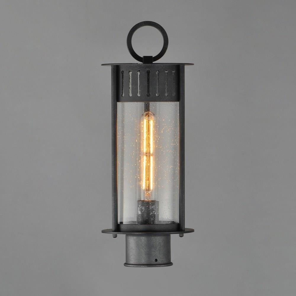 Maxim Lighting 30630CDBKP Windsor 1 Light Outdoor Post Lantern in Black Patina with Seedy Glass