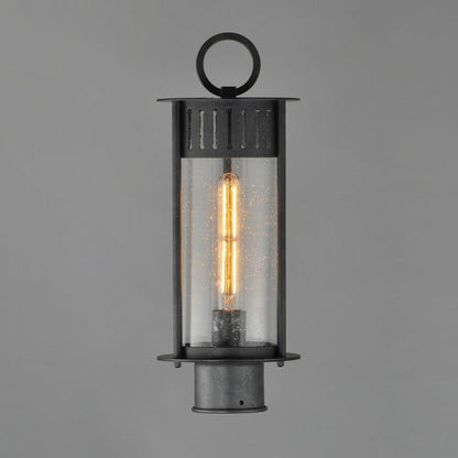 Maxim Lighting 30630CDBKP Windsor 1 Light Outdoor Post Lantern in Black Patina with Seedy Glass