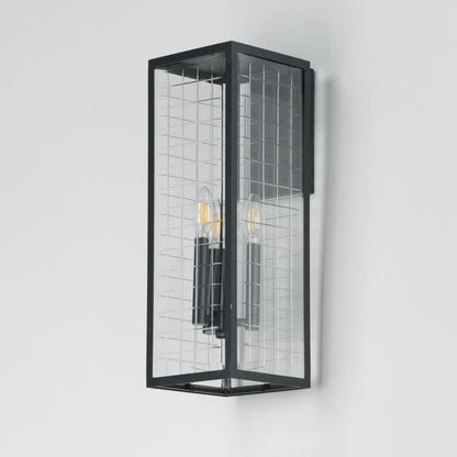 Maxim Lighting 30694CLBK Magnus 3 Light 21 Inch Black Outdoor Wall Light - Side Angle on Wall