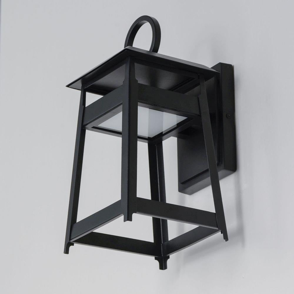 Maxim Lighting 30742BK Pagoda Black Outdoor Wall Sconce - Angle View on Gray Background
