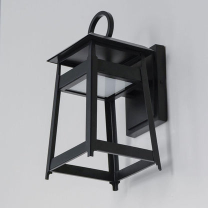 Maxim Lighting 30742BK Pagoda Black Outdoor Wall Sconce - Angle View on Gray Background