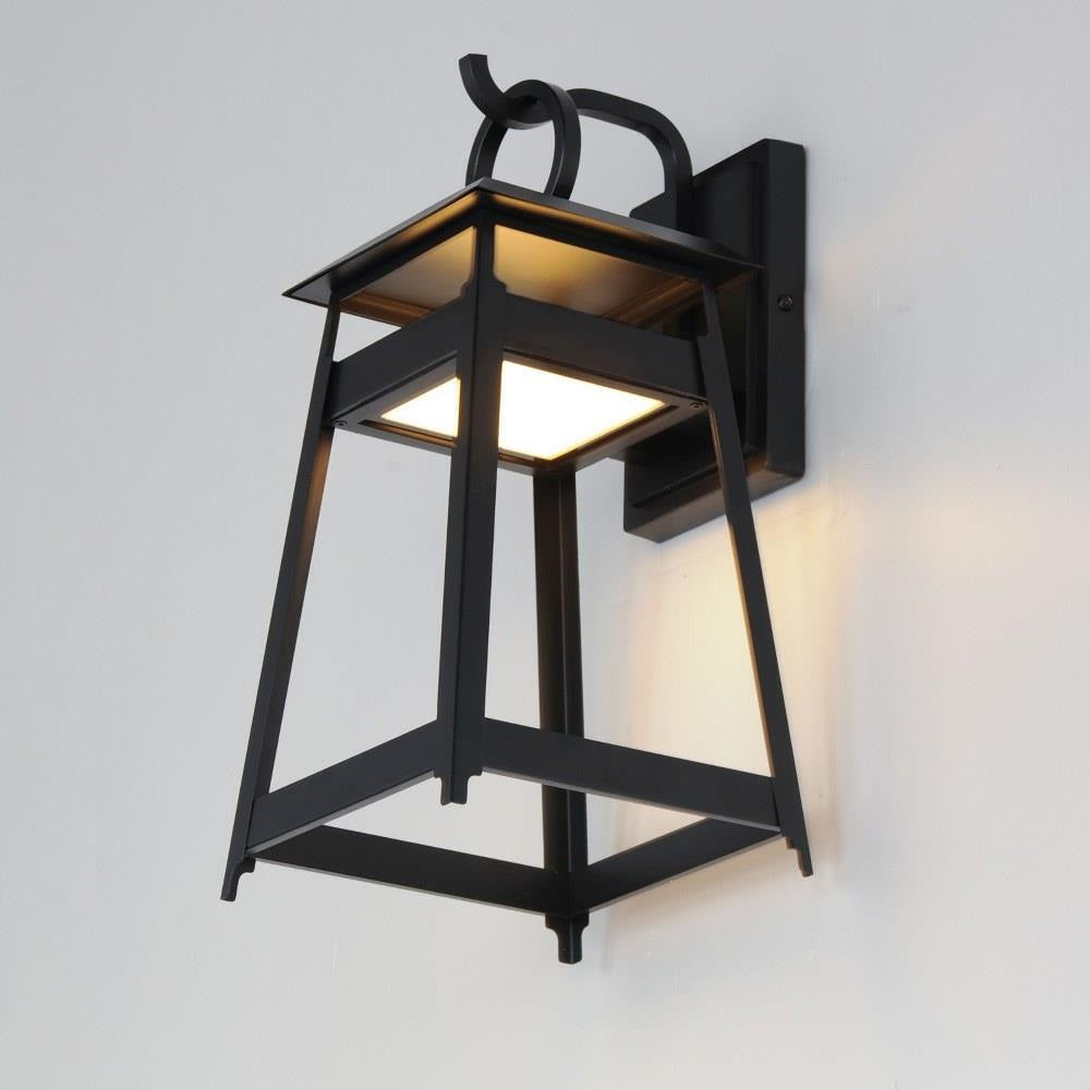 Maxim Lighting 30744BK Pagoda 2 Light Matte Black Outdoor Wall Sconce - illuminated on wall, angle view