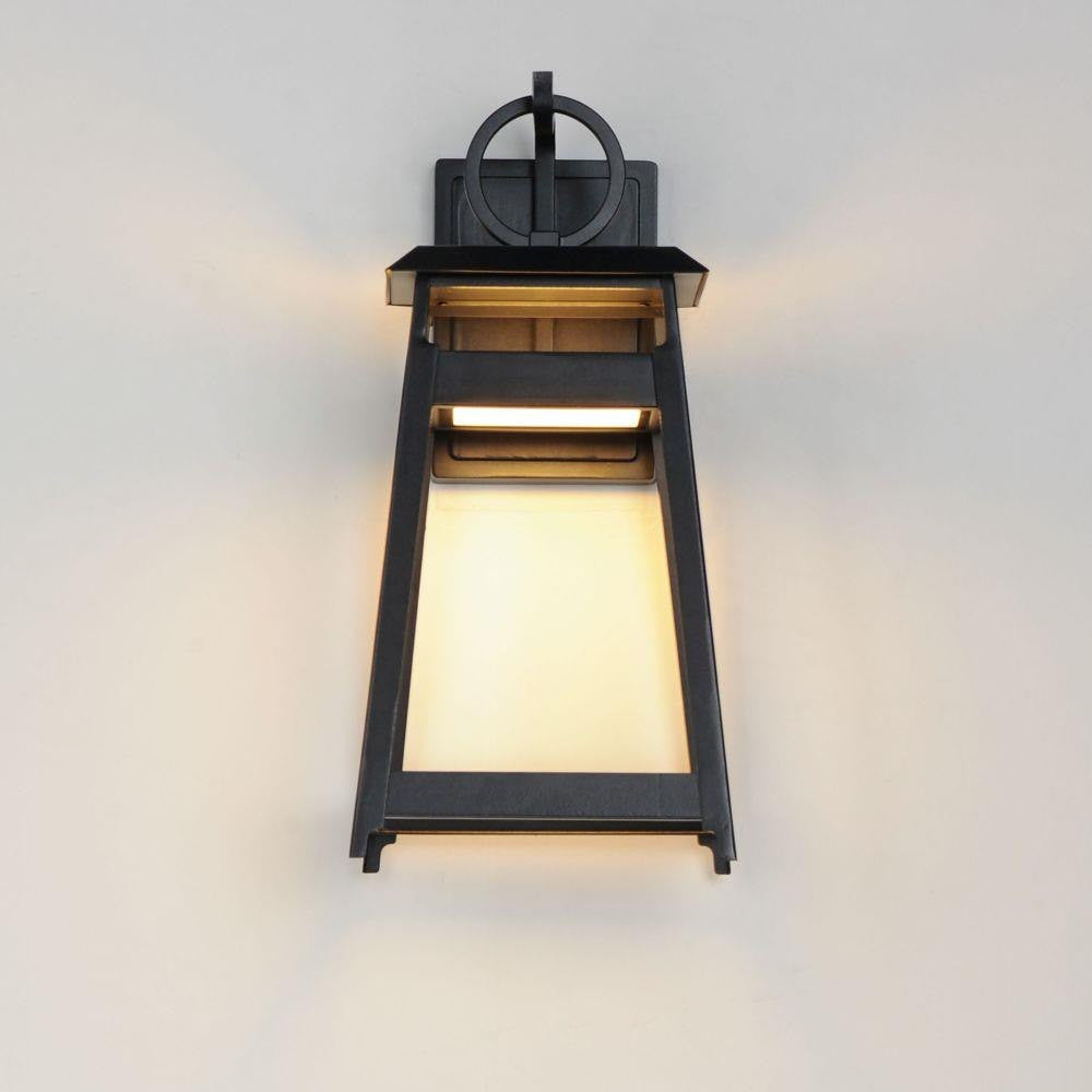 Maxim Lighting 30744BK Pagoda 2 Light Matte Black Outdoor Wall Sconce - illuminated on wall, front view