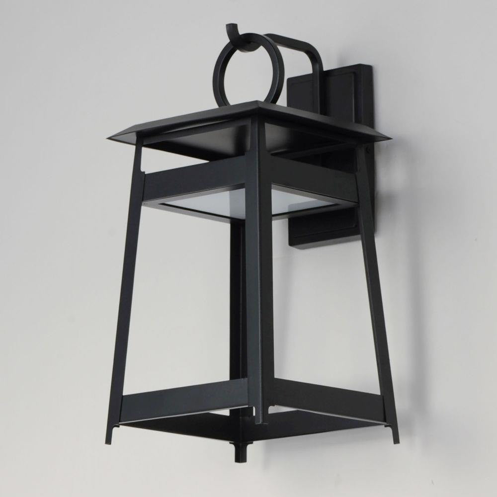 Maxim Lighting 30746BK Pagoda Matte Black Outdoor Wall Lantern - Side View on Wall