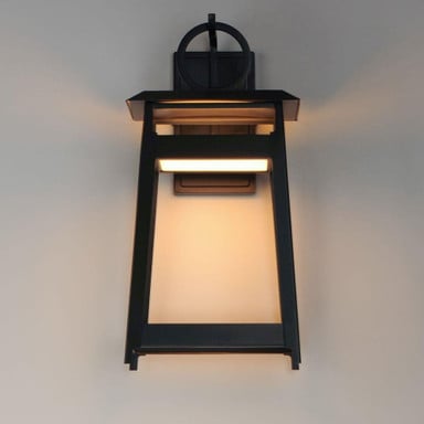 Maxim Lighting 30746BK Pagoda Matte Black Outdoor Wall Lantern - Close-Up Illuminated