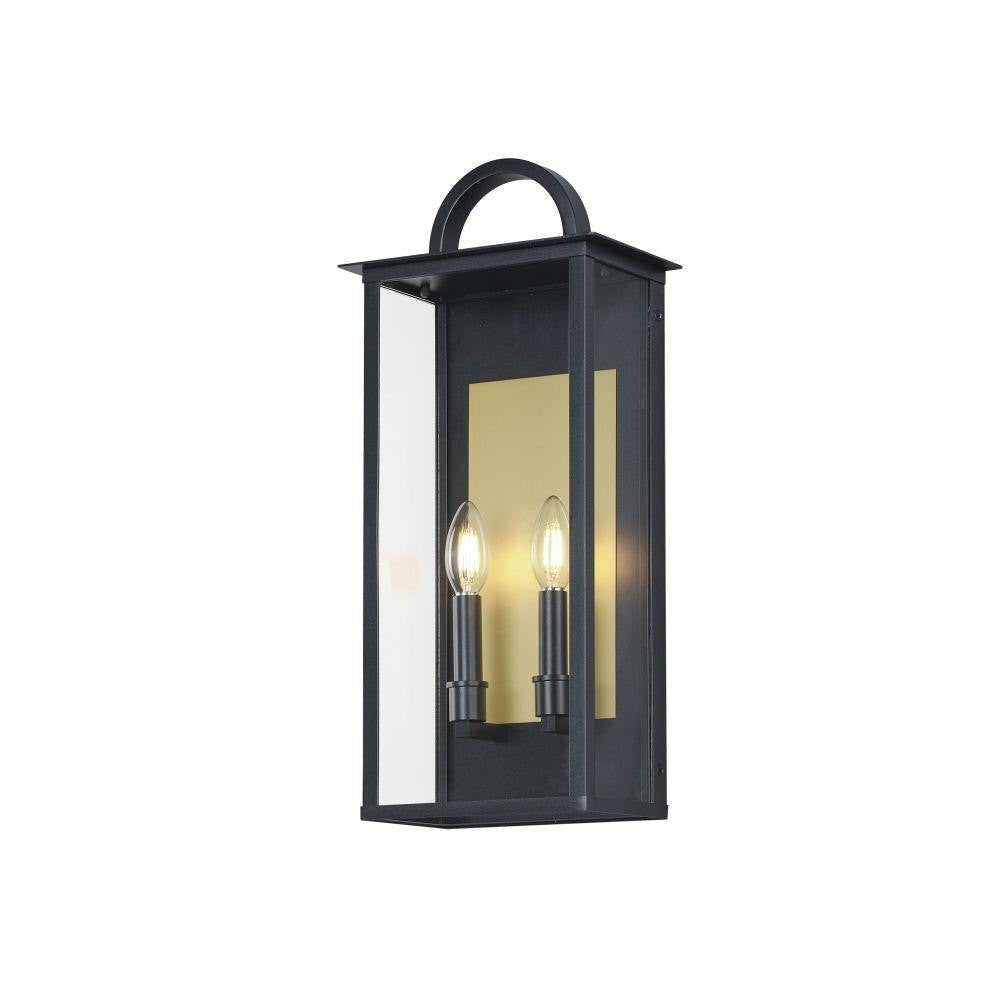 Maxim Lighting 30754CLBK Manchester 2 Light Black with Burnished Gold Outdoor Wall Lantern