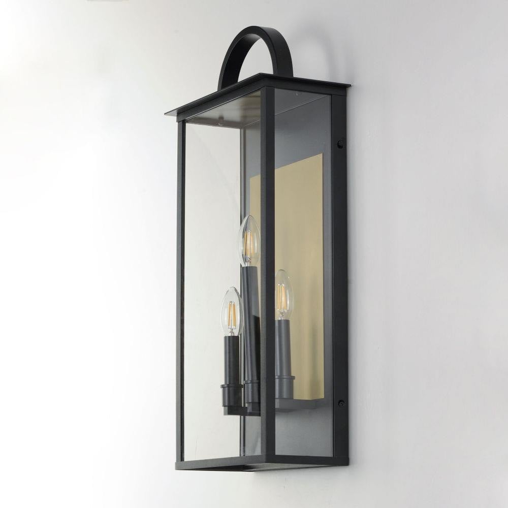 Maxim Lighting 30756CLBK Manchester Outdoor Wall Lantern - Angled Side View Mounted on Wall