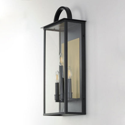 Maxim Lighting 30756CLBK Manchester Outdoor Wall Lantern - Angled Side View Mounted on Wall