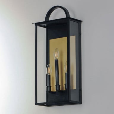 Maxim Lighting 30756CLBK Manchester Outdoor Wall Lantern - Front View on Wall