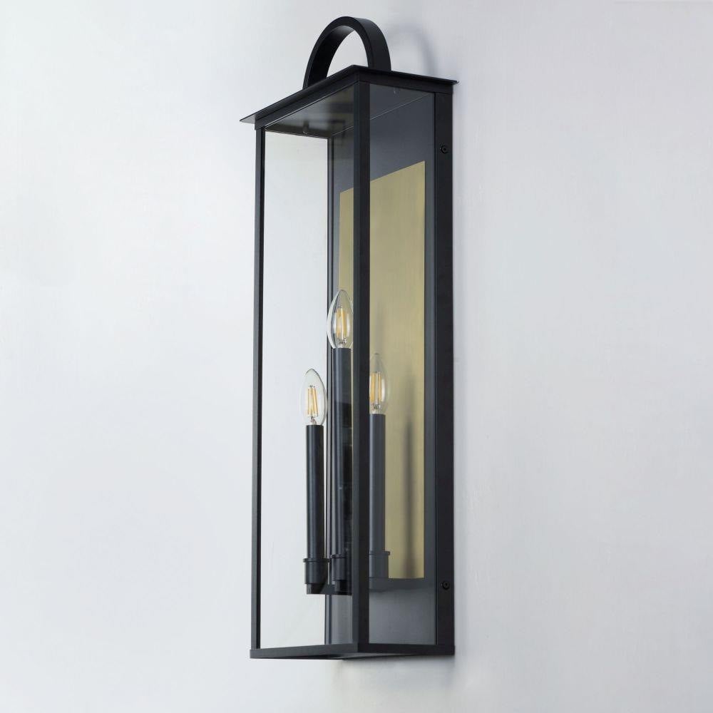 Maxim Lighting 30758CLBK Manchester 3 Light Black Outdoor Wall Sconce - Side Angle on Wall