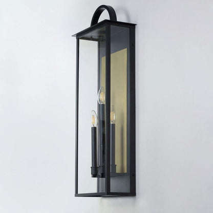 Maxim Lighting 30758CLBK Manchester 3 Light Black Outdoor Wall Sconce - Side Angle on Wall