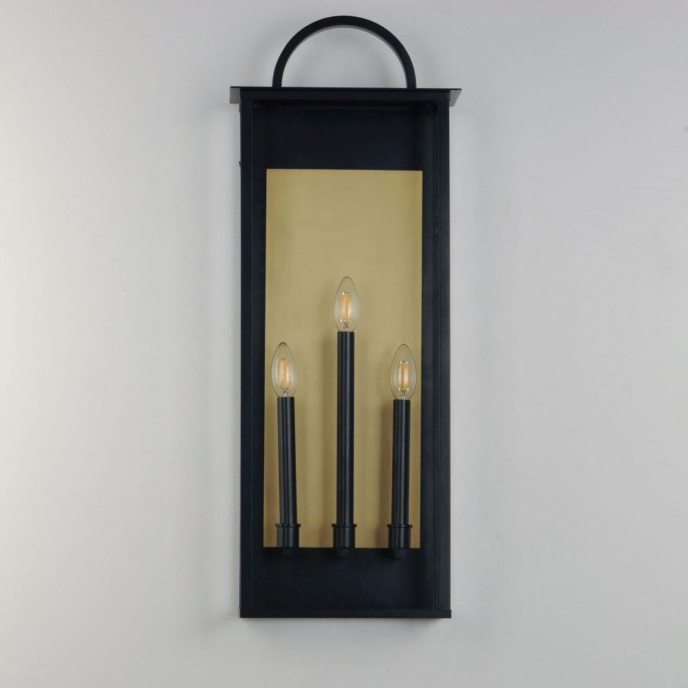Maxim Lighting 30758CLBK Manchester 3 Light Black Outdoor Wall Sconce - Front View on Wall
