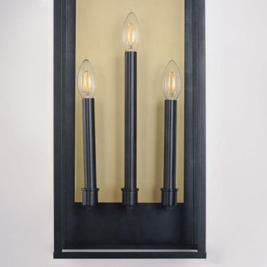 Maxim Lighting 30758CLBK Manchester 3 Light - Close Up of Candelabra Bulbs Detail