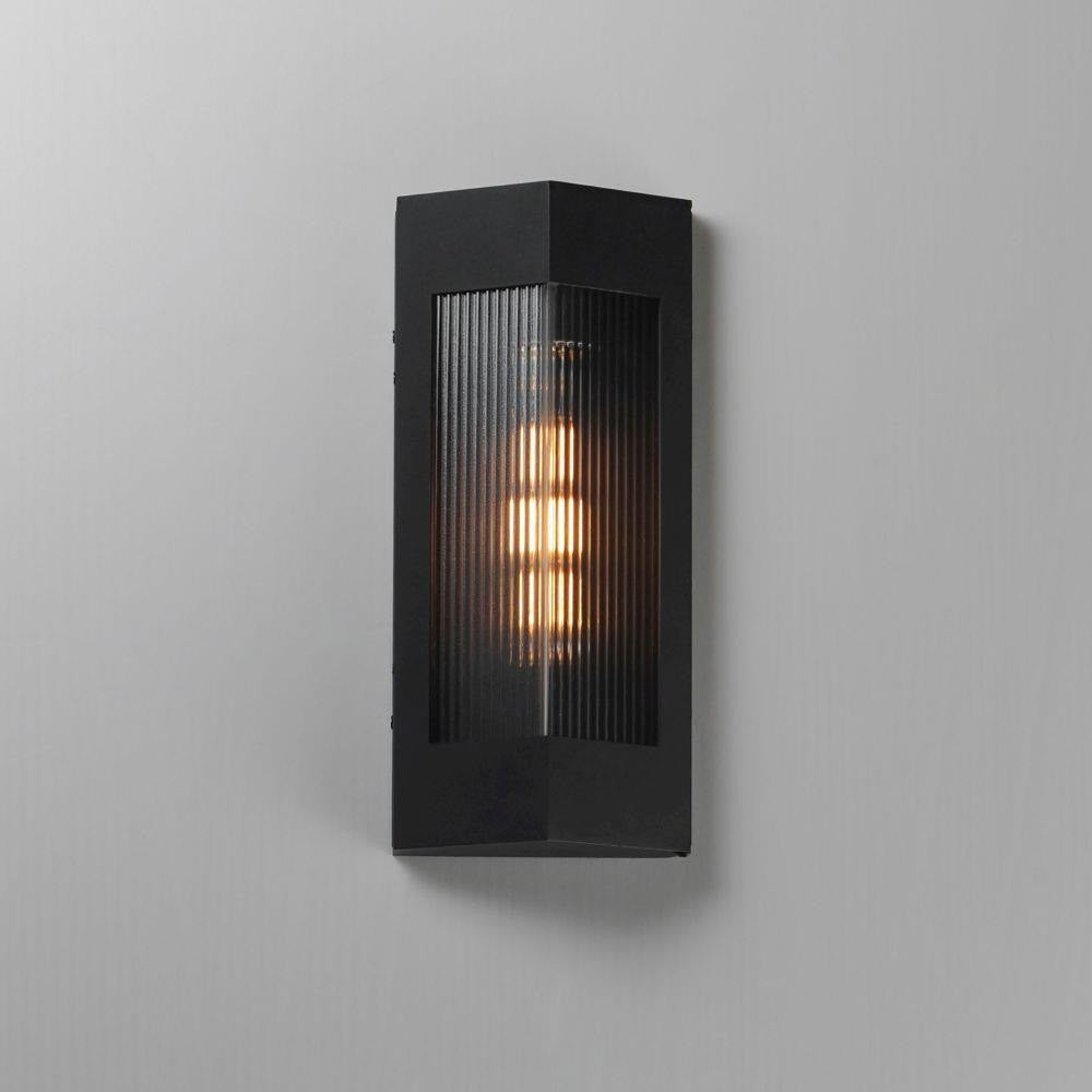 Maxim Lighting 30761CRBKAB Triform 1 Light 14 inch Black/Antique Brass Outdoor Wall Mount - Front Lit View
