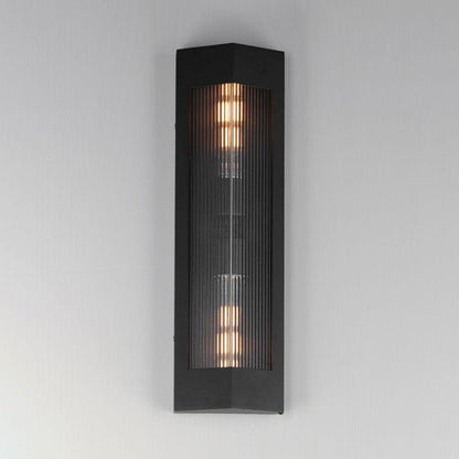 Maxim Lighting 30762CRBKAB Triform Outdoor Wall Lantern Front View Lit