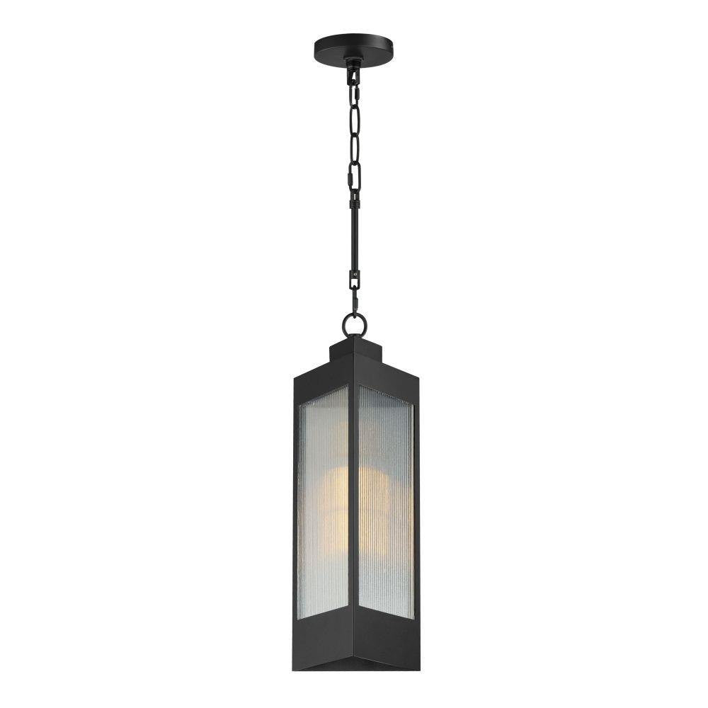 Maxim Lighting 30764CRBKAB Triform Outdoor Pendant - full pendant with canopy and chain on white background