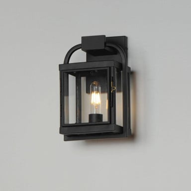 Maxim Lighting 30801CLBK Bonham Black Outdoor Wall Sconce angled view installed on wall