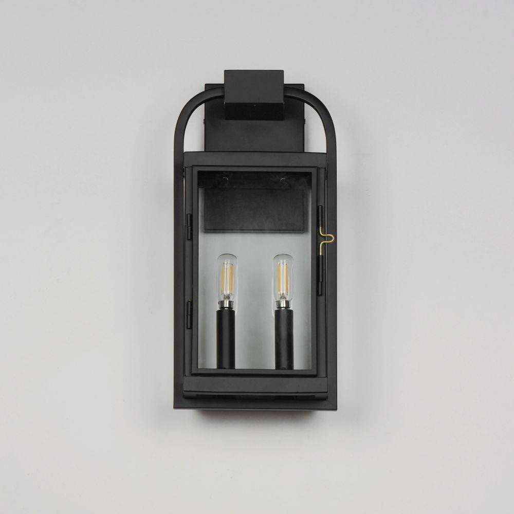 Maxim Lighting 30802CLBK Bonham 2 Light Matte Black Outdoor Wall Lantern - front view on grey background
