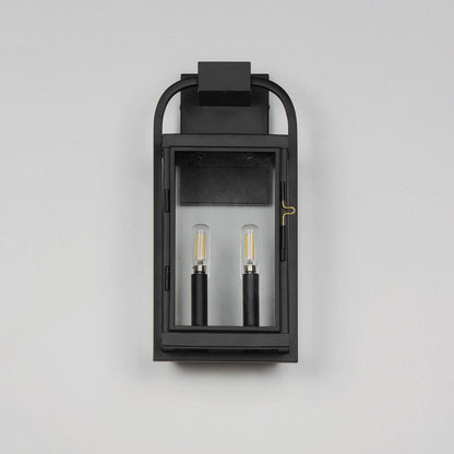 Maxim Lighting 30802CLBK Bonham 2 Light Matte Black Outdoor Wall Lantern - front view on grey background