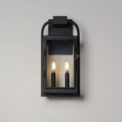 Maxim Lighting 30802CLBK Bonham 2 Light Matte Black Outdoor Wall Lantern - three-quarter view on grey background