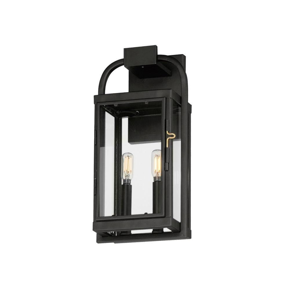 Maxim Lighting 30802CLBK Bonham 2 Light Matte Black Outdoor Wall Lantern - angled view on white background