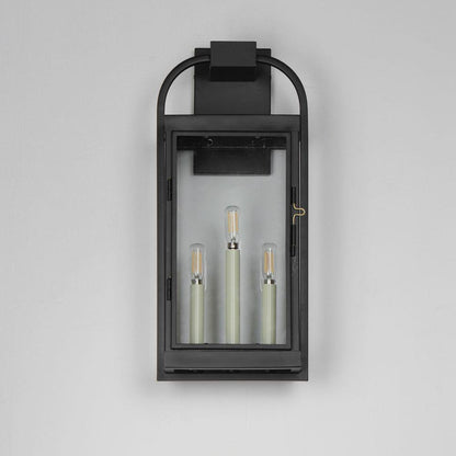 Maxim Lighting 30804CLBK Bonham 3 Light Matte Black Outdoor Wall Lantern with Off-White Candle Sleeves