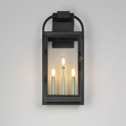 Maxim Lighting 30804CLBK Bonham 3 Light Matte Black Outdoor Wall Lantern Illuminated with Off-White Candle Sleeves