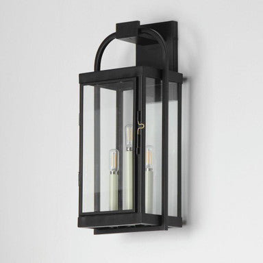 Maxim Lighting 30804CLBK Bonham 3 Light Matte Black Outdoor Wall Lantern - Side Angle View
