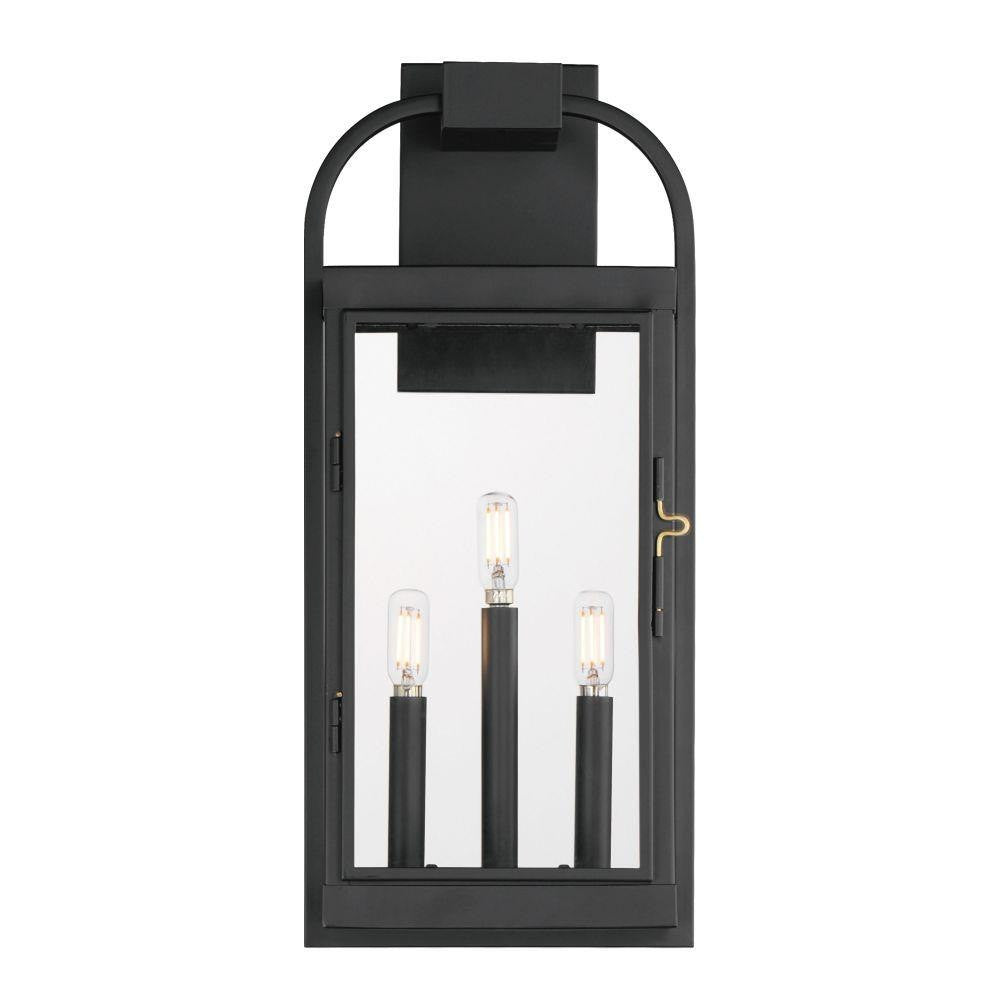 Maxim Lighting 30804CLBK Bonham 3 Light Matte Black Outdoor Wall Lantern - Front View on White