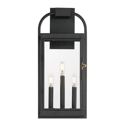 Maxim Lighting 30804CLBK Bonham 3 Light Matte Black Outdoor Wall Lantern - Front View on White