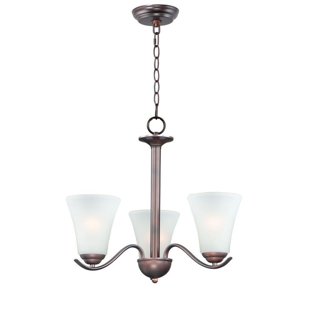 Maxim Lighting 12073FTSN Vital 3 Light Satin Nickel Chandelier with Frosted Glass Shades - White Background